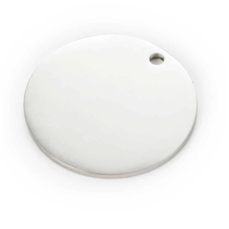 Stainless Steel Mirror Polished Disc Round Dog Tag Charm Pendant For Bracelet Necklace DIY Jewelry Key Ring