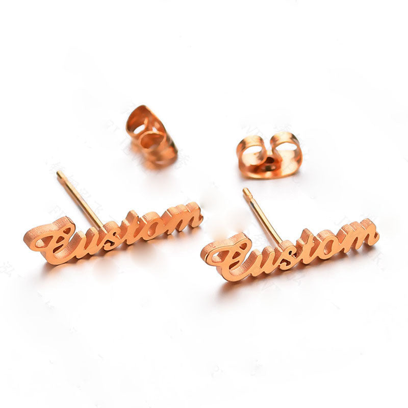 Custom Name Stud Earrings For Women Girl Stainless Steel Jewelry Personalized Nameplate Earrings Daily Wearing Accessories