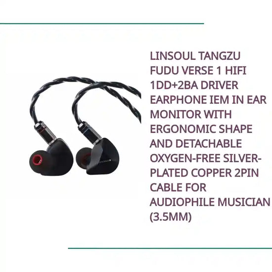 Linsoul TANGZU FUDU Verse 1 HiFi 1DD+2BA Driver Earphone IEM in Ear Monitor with Ergonomic Shape and Detachable Oxygen-Free Silver-Plated Copper 2Pin Cable for Audiophile Musician (3.5mm) by@Outfy