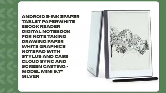 Android E-Ink ePaper Tablet Paperwhite eBook Reader Digital Notebook for Note Taking Drawing Paper White Graphics Notepad with Stylus and Case Cloud Sync and Screen Casting - Model Mini 9.7&quot; Silver by@Outfy