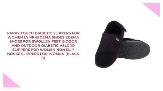 Happy Touch Diabetic Slippers For Women Lymphedema Shoes Edema Shoes For Swollen Feet Indoor and Outdoor Diabetic Velcro Slippers For Women Non Slip House Slippers For Woman (Black 8) by@Outfy