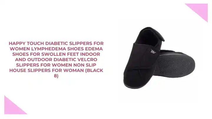 Happy Touch Diabetic Slippers For Women Lymphedema Shoes Edema Shoes For Swollen Feet Indoor and Outdoor Diabetic Velcro Slippers For Women Non Slip House Slippers For Woman (Black 8) by@Outfy