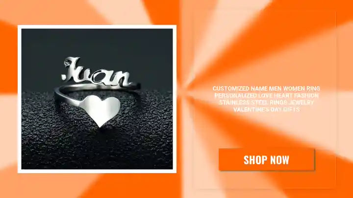 Customized Name Men Women Ring Personalized Love Heart Fashion Stainless Steel Rings Jewelry Valentine&#039;s Day Gifts by@Outfy