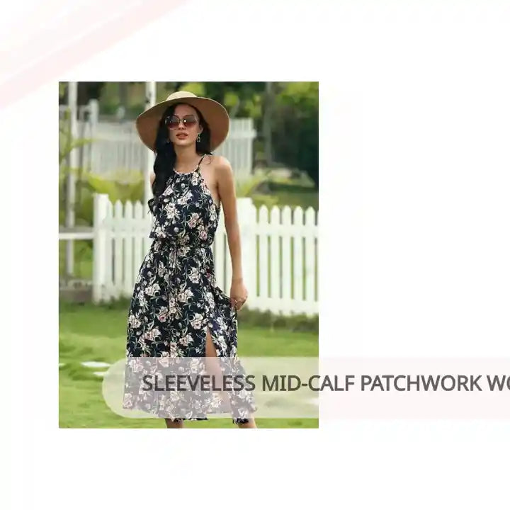 Sleeveless Mid-Calf Patchwork Women&#039;s Dress by@Outfy
