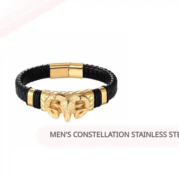 Men&#039;s Constellation Stainless Steel Braided Bracelet by@Outfy