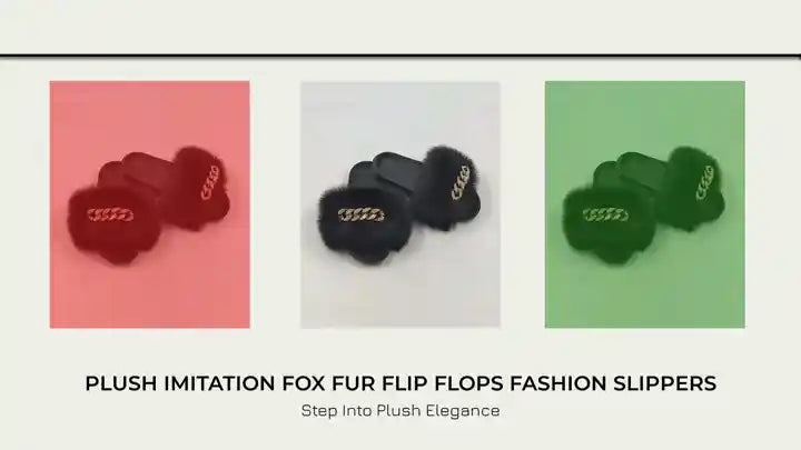 Plush Imitation Fox Fur Flip Flops Fashion Slippers by@Outfy